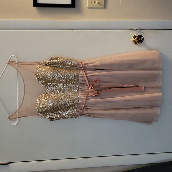 Sequined Blush Cocktail Dress (size 12) - Picture 1 of 3